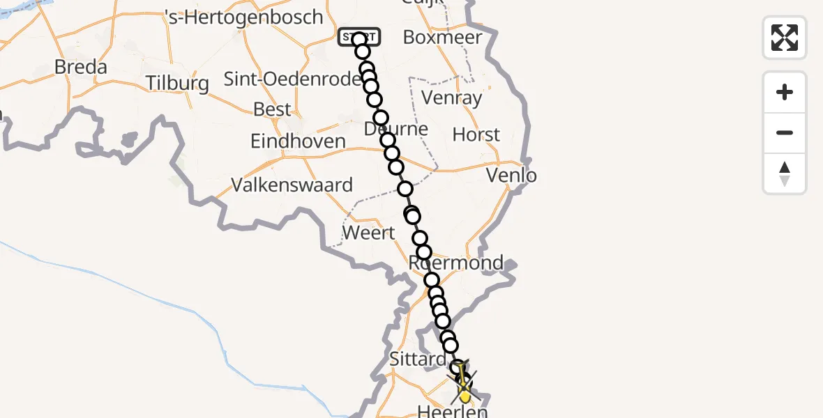Routekaart van de vlucht: Lifeliner 3 naar Brunssum