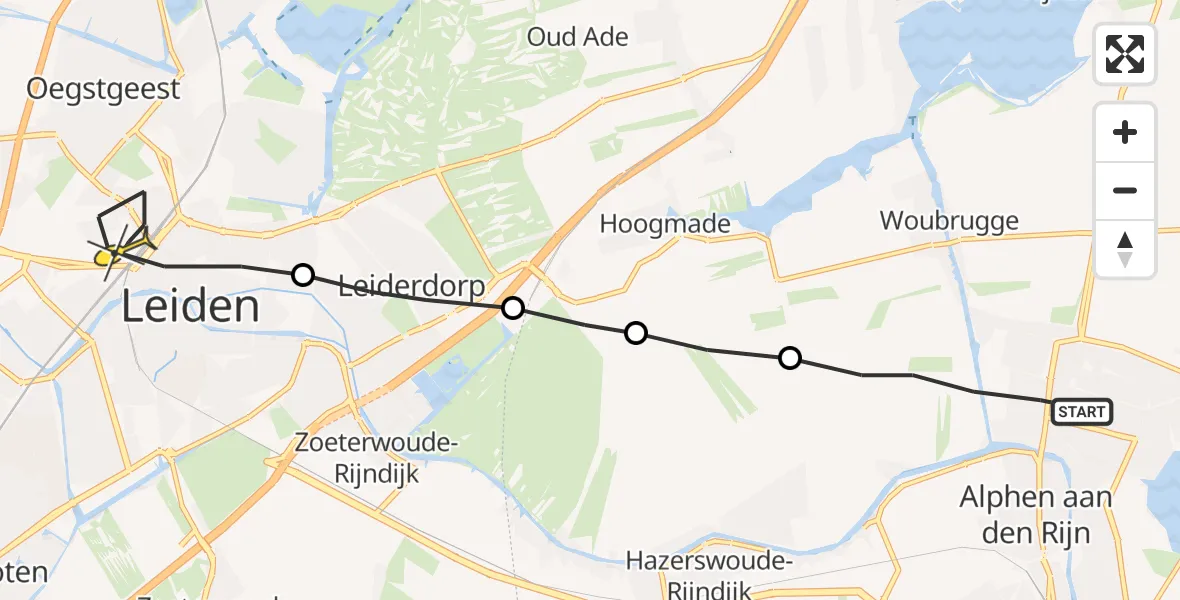 Routekaart van de vlucht: Lifeliner 1 naar Leiden