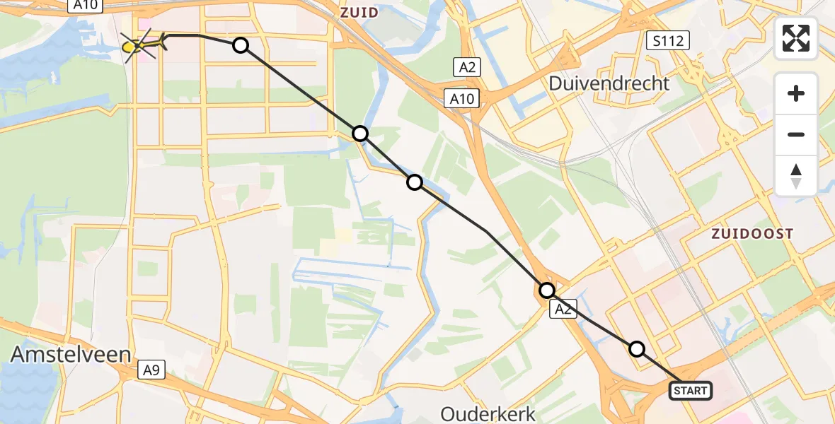 Routekaart van de vlucht: Lifeliner 1 naar VU Medisch Centrum Amsterdam