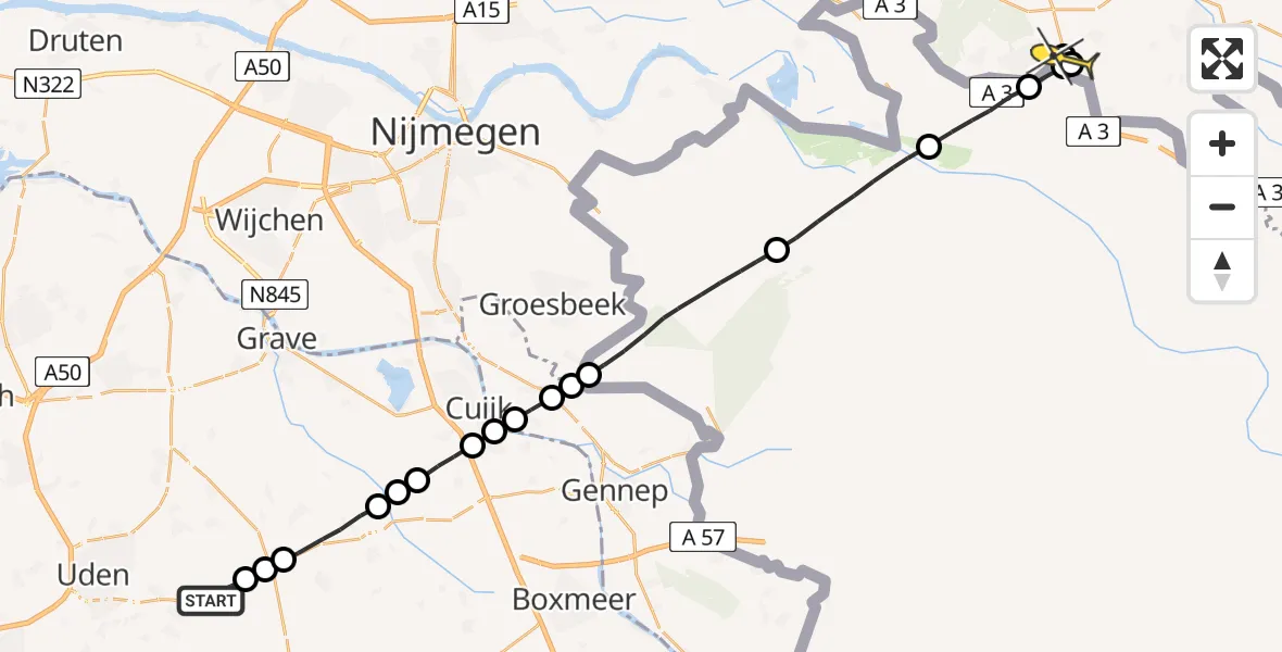Routekaart van de vlucht: Lifeliner 3 naar Azewijn