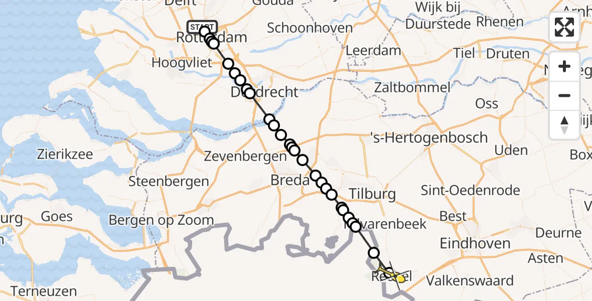 Routekaart van de vlucht: Lifeliner 2 naar Reusel