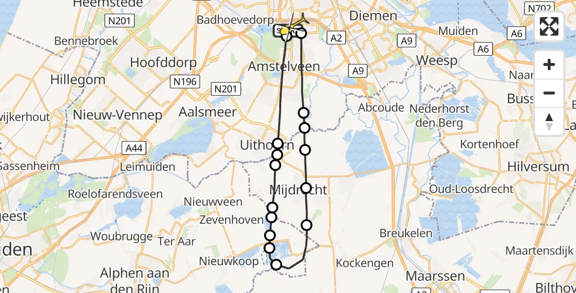 Routekaart van de vlucht: Lifeliner 1 naar VU Medisch Centrum Amsterdam