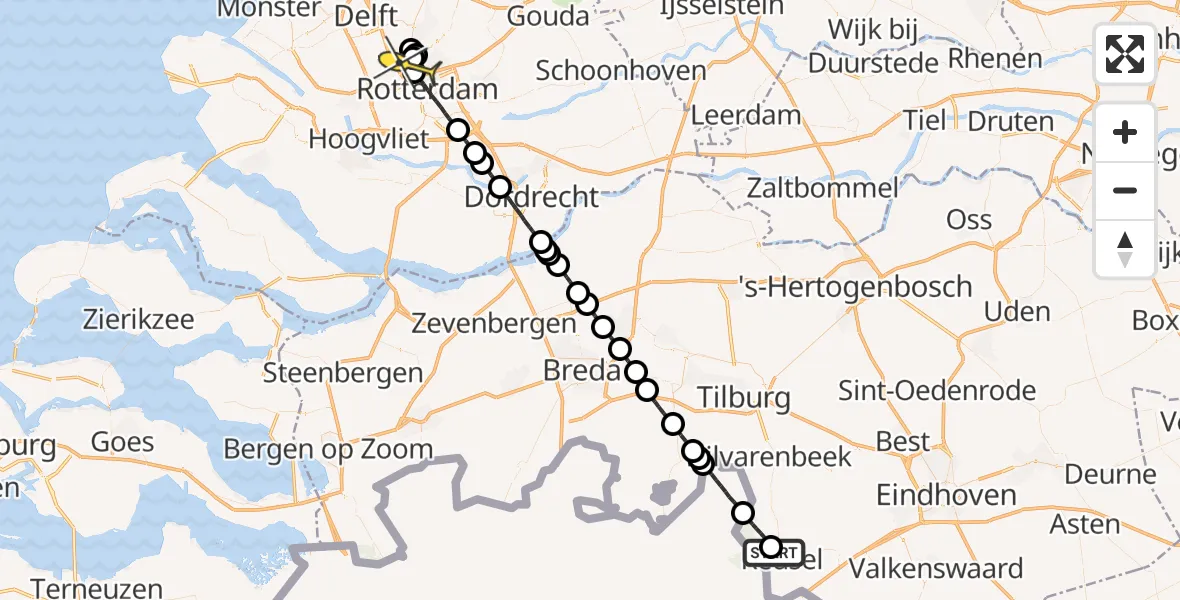 Routekaart van de vlucht: Lifeliner 2 naar Rotterdam The Hague Airport