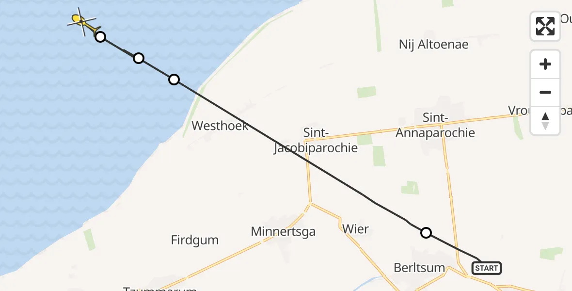 Routekaart van de vlucht: Ambulanceheli naar Formerum