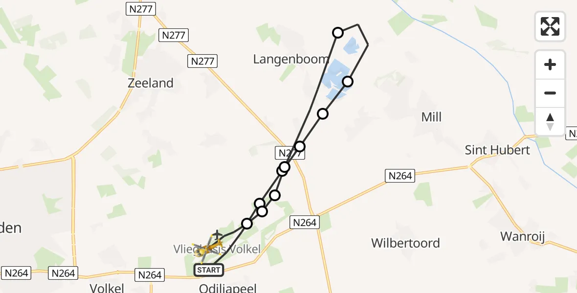 Vluchtroute Traumahelikopter Vliegbasis Volkel - Vliegbasis Volkel, 20 februari 2023, 00:10