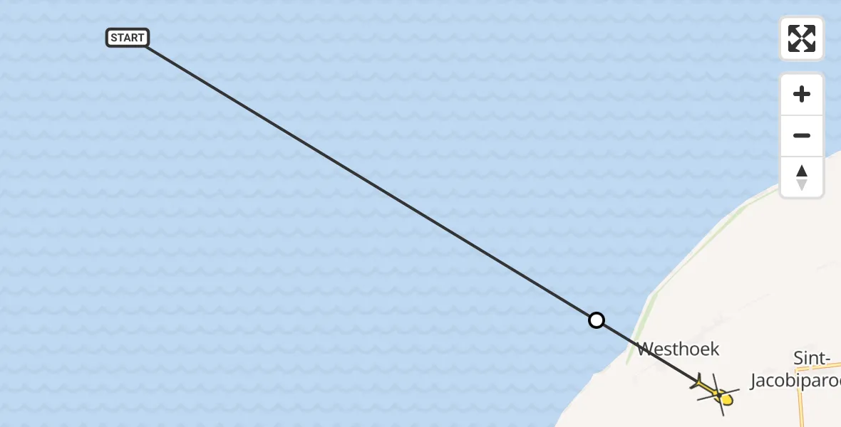 Routekaart van de vlucht: Ambulanceheli naar St.-Jacobiparochie