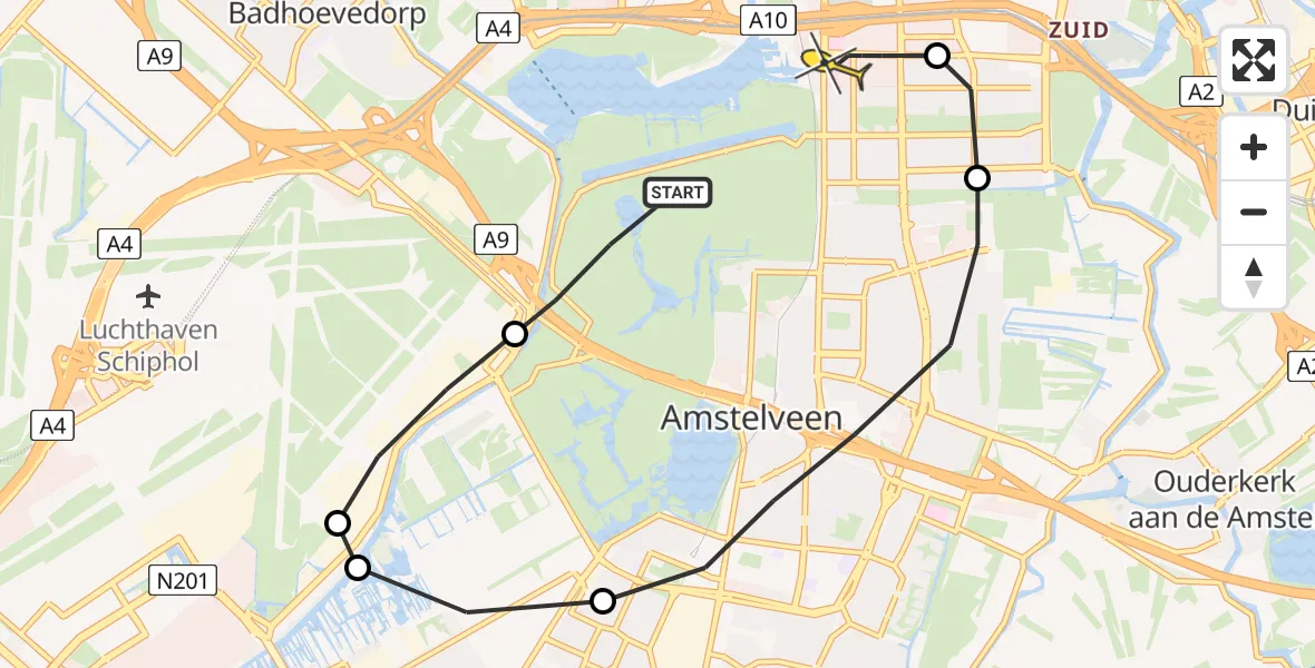 Routekaart van de vlucht: Lifeliner 1 naar VU Medisch Centrum Amsterdam