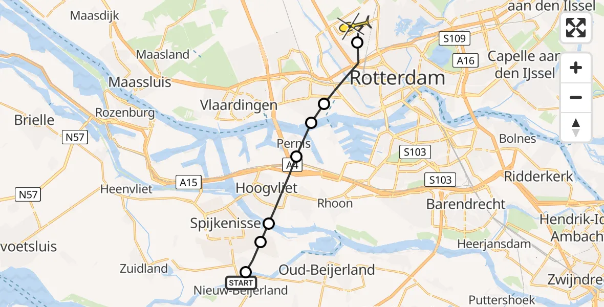 Routekaart van de vlucht: Lifeliner 2 naar Rotterdam The Hague Airport