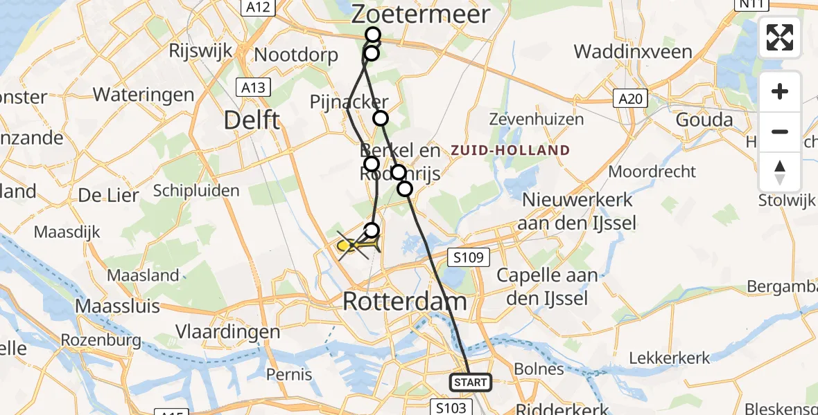 Routekaart van de vlucht: Lifeliner 2 naar Rotterdam The Hague Airport