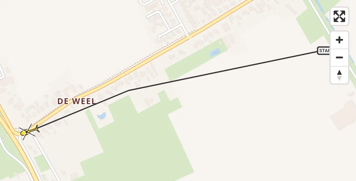 Routekaart van de vlucht: Politiehelikopter naar 't Veld