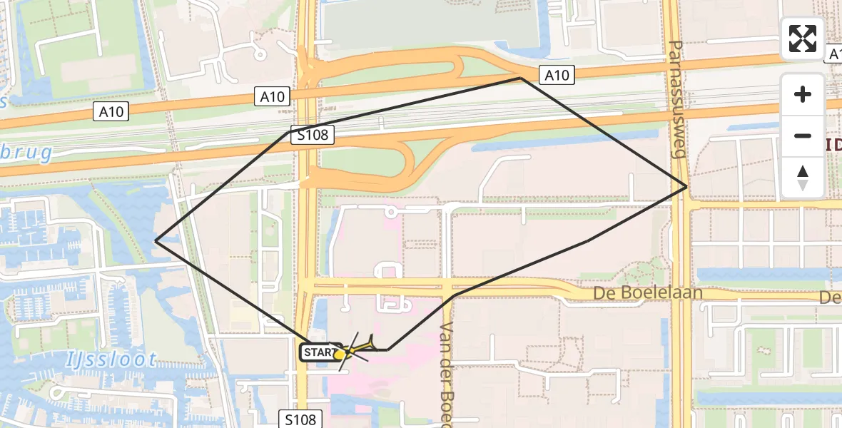 Routekaart van de vlucht: Lifeliner 1 naar VU Medisch Centrum Amsterdam
