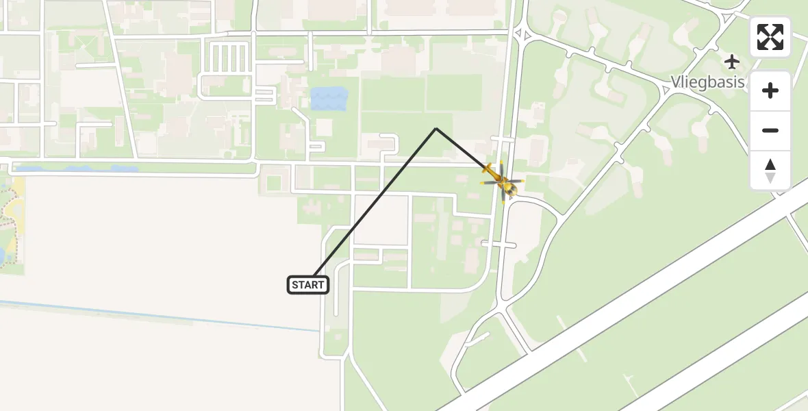 Vluchtroute Traumahelikopter Vliegbasis Volkel - Vliegbasis Volkel, 21 februari 2023, 15:45