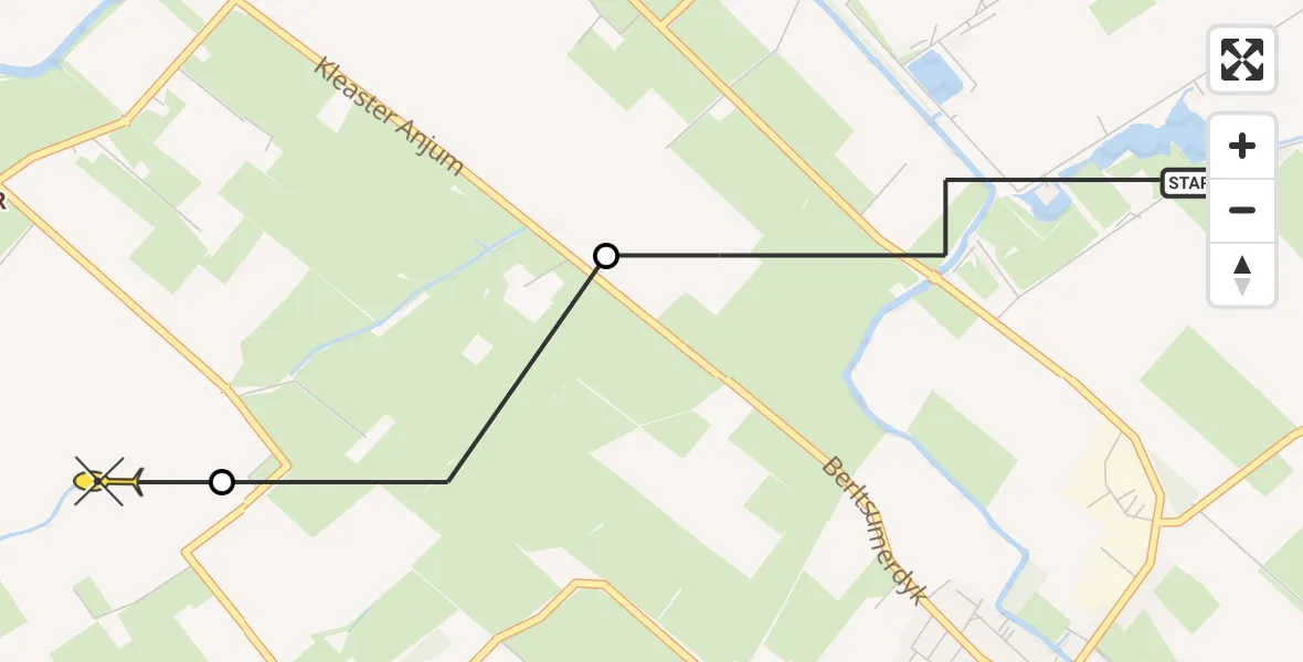 Routekaart van de vlucht: Ambulancehelikopter naar Slappeterp