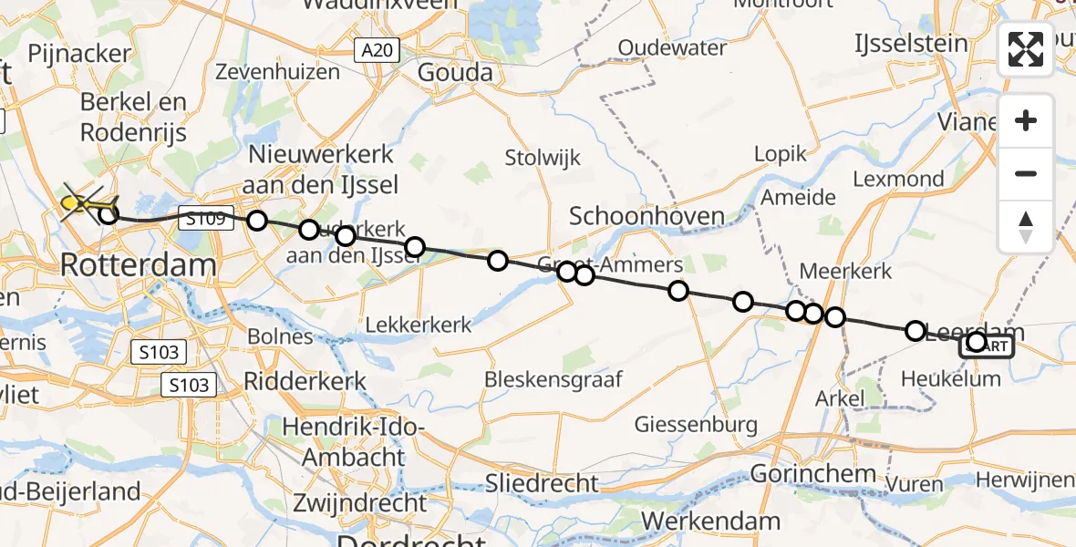 Routekaart van de vlucht: Lifeliner 2 naar Rotterdam The Hague Airport