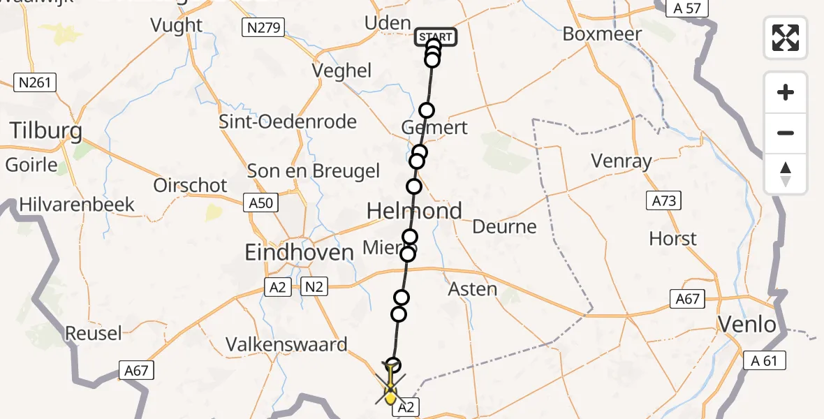 Routekaart van de vlucht: Lifeliner 3 naar Maarheeze