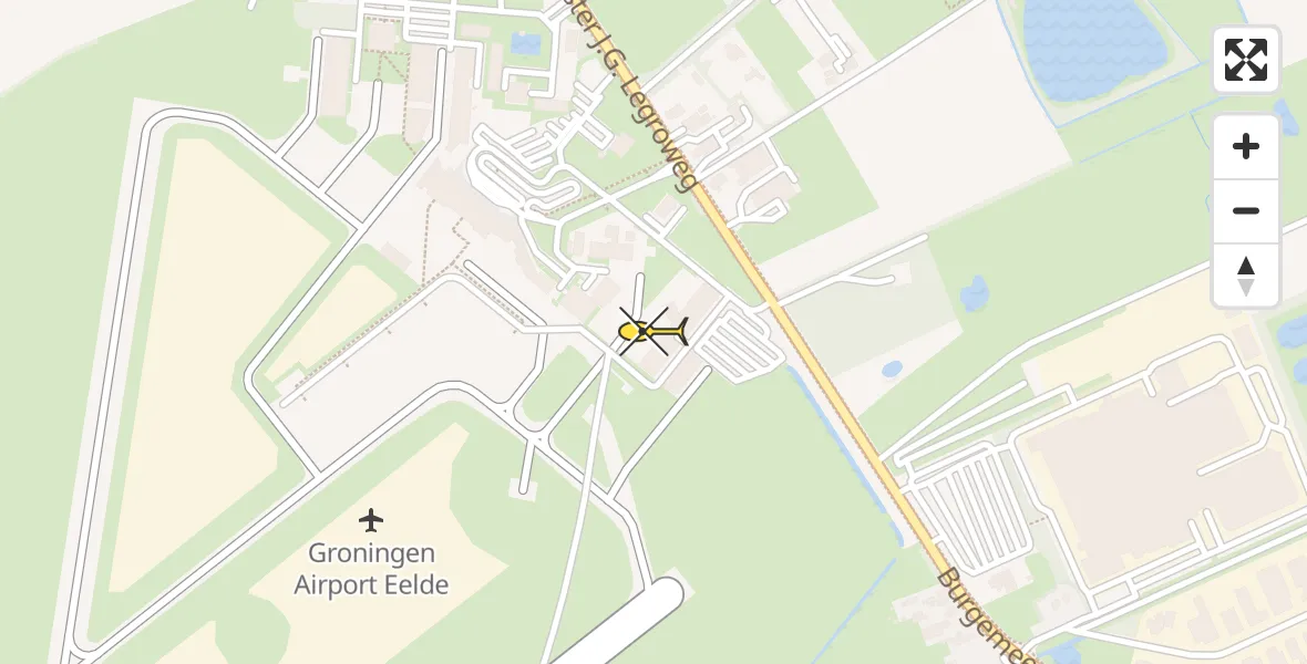 Routekaart van de vlucht: Lifeliner 4 onderweg vanuit Groningen Airport Eelde