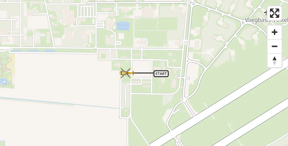 Vluchtroute Traumahelikopter Vliegbasis Volkel - Vliegbasis Volkel, 22 februari 2023, 15:15