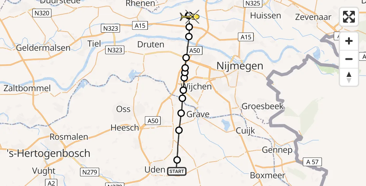 Routekaart van de vlucht: Lifeliner 3 naar Zetten