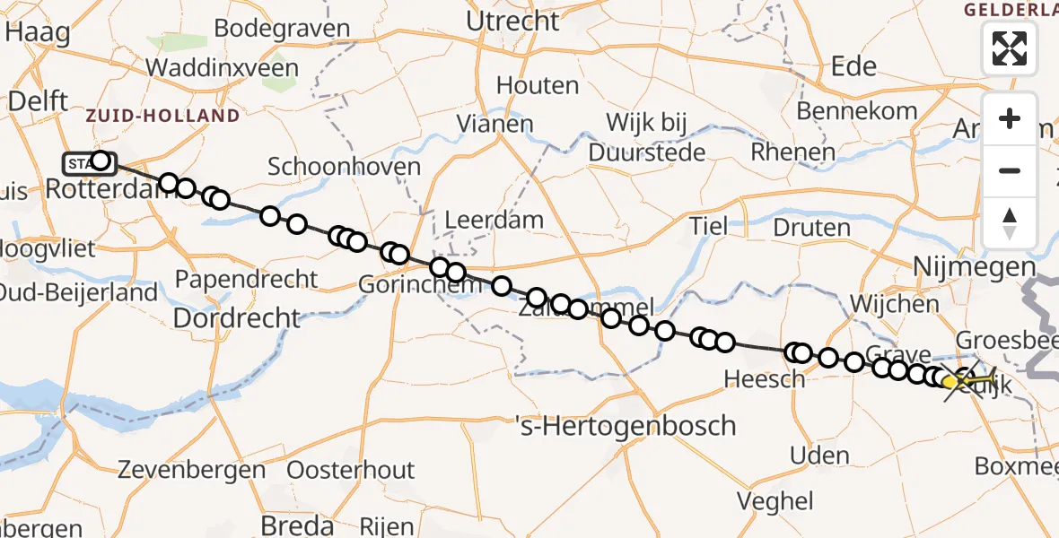 Routekaart van de vlucht: Lifeliner 2 naar Cuijk