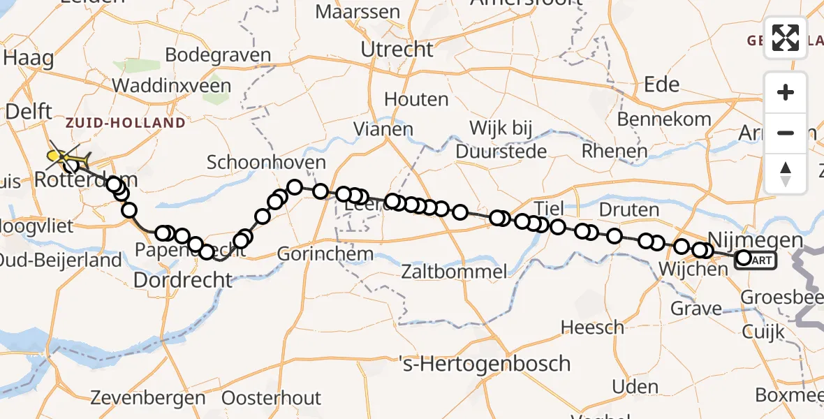 Routekaart van de vlucht: Lifeliner 2 naar Rotterdam The Hague Airport