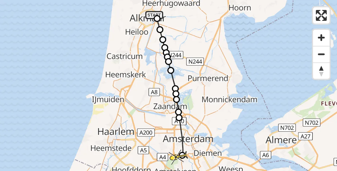 Routekaart van de vlucht: Lifeliner 1 naar VU Medisch Centrum Amsterdam