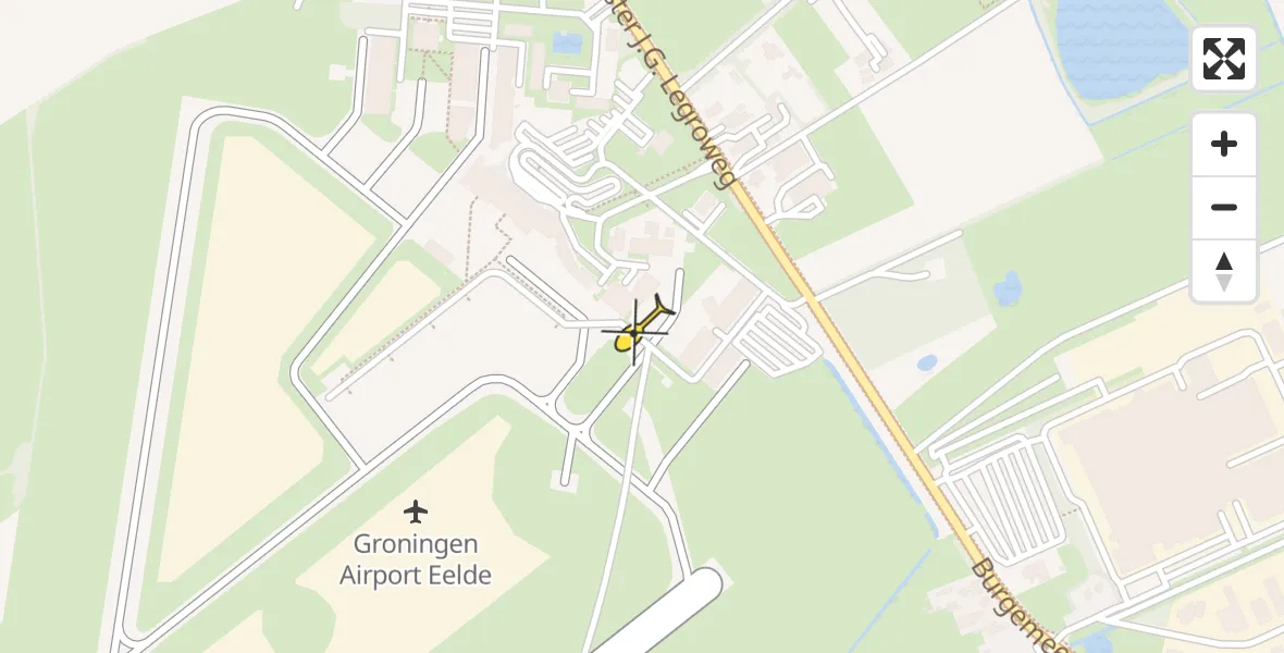 Routekaart van de vlucht: Lifeliner 4 onderweg vanuit Groningen Airport Eelde
