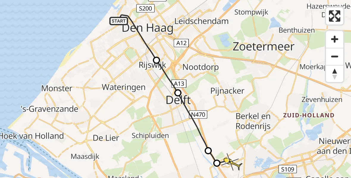 Routekaart van de vlucht: Lifeliner 2 naar Rotterdam The Hague Airport