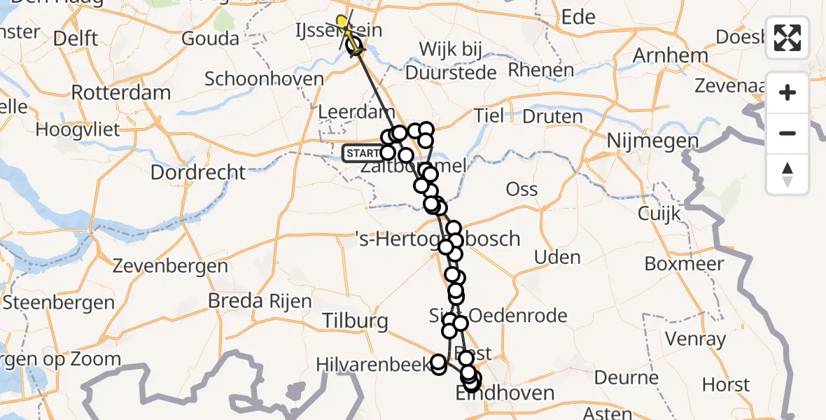 Routekaart van de vlucht: Politieheli naar Nieuwegein