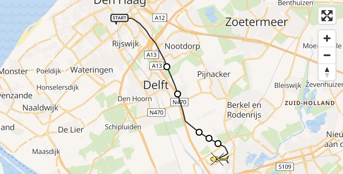 Routekaart van de vlucht: Lifeliner 2 naar Rotterdam The Hague Airport