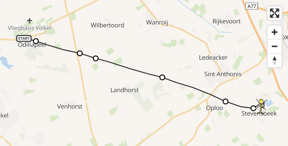 Routekaart van de vlucht: Lifeliner 3 naar Stevensbeek