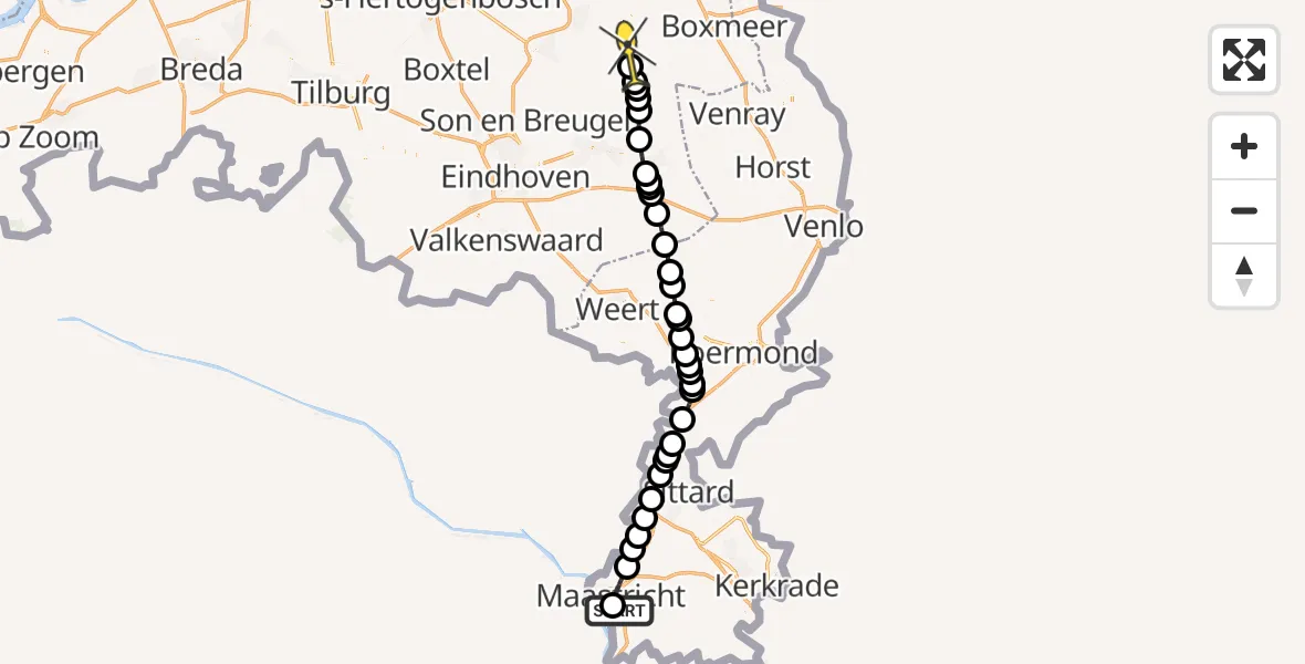 Routekaart van de vlucht: Lifeliner 3 naar Venhorst