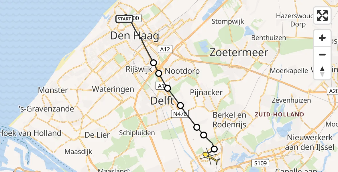 Routekaart van de vlucht: Lifeliner 2 naar Rotterdam The Hague Airport