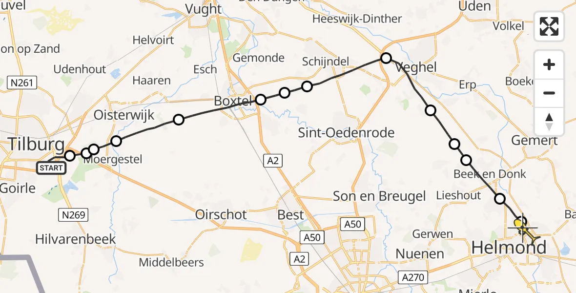 Routekaart van de vlucht: Lifeliner 3 naar Helmond