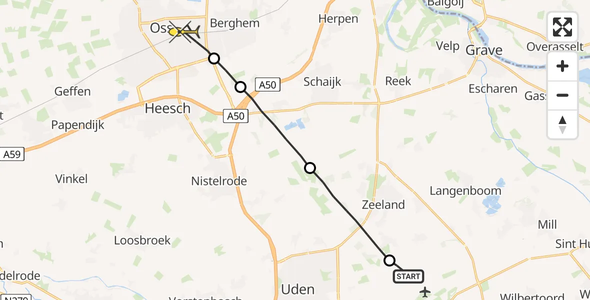 Routekaart van de vlucht: Lifeliner 3 naar Oss