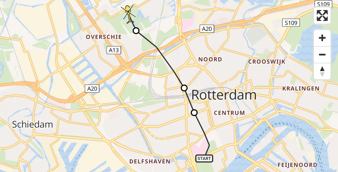 Routekaart van de vlucht: Lifeliner 2 naar Rotterdam The Hague Airport