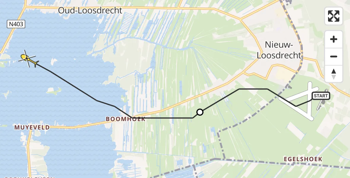 Routekaart van de vlucht: Politieheli naar Loosdrecht