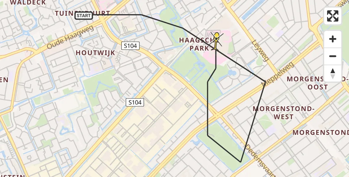 Routekaart van de vlucht: Lifeliner 2 naar Den Haag