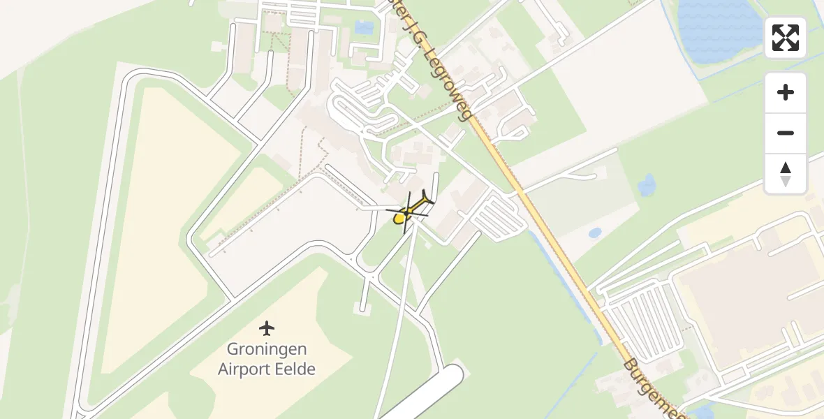 Routekaart van de vlucht: Lifeliner 4 onderweg vanuit Groningen Airport Eelde
