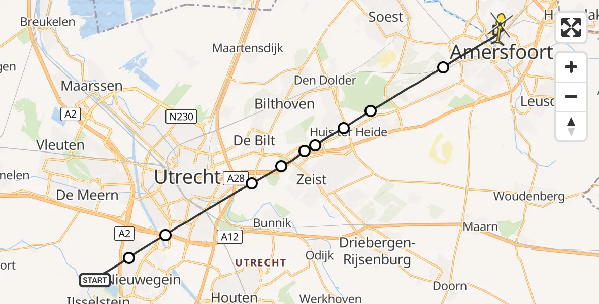 Routekaart van de vlucht: Lifeliner 2 naar Amersfoort