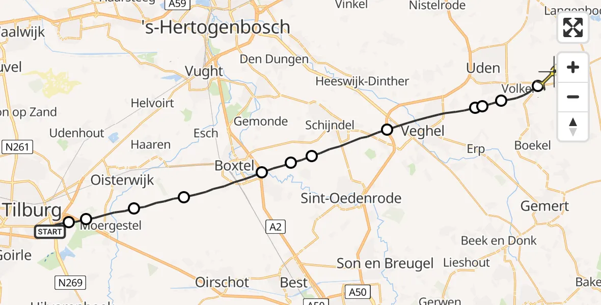 Routekaart van de vlucht: Lifeliner 3 naar Vliegbasis Volkel