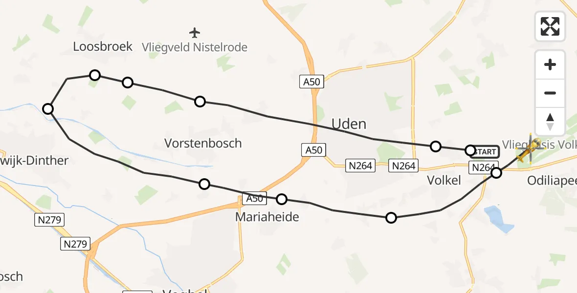 Vluchtroute Traumahelikopter Vliegbasis Volkel - Vliegbasis Volkel, 26 februari 2023, 07:10