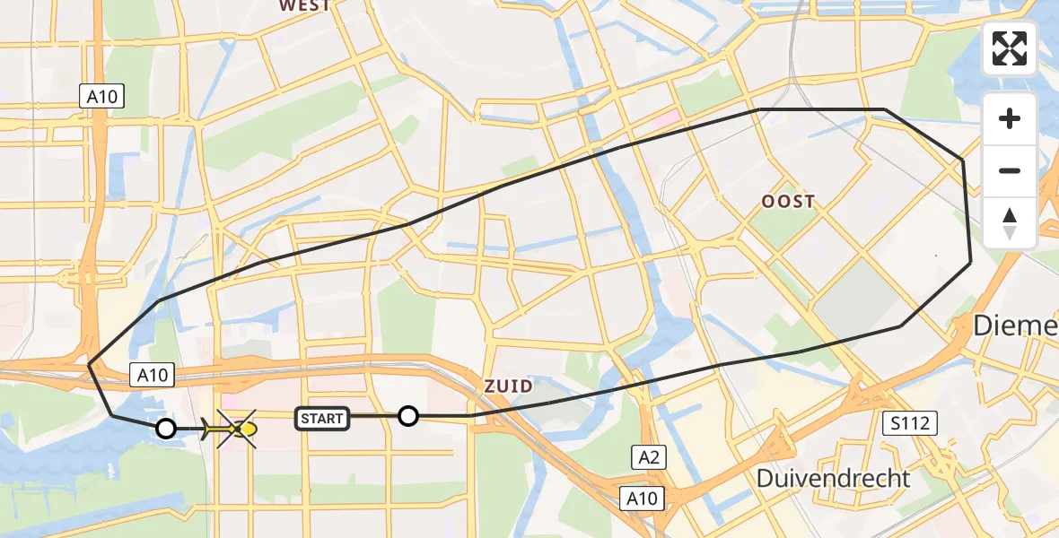 Routekaart van de vlucht: Lifeliner 1 naar VU Medisch Centrum Amsterdam