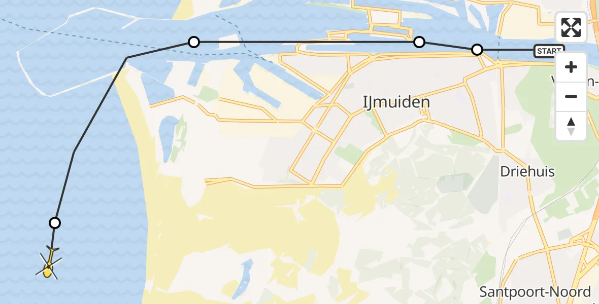 Routekaart van de vlucht: Politieheli naar 