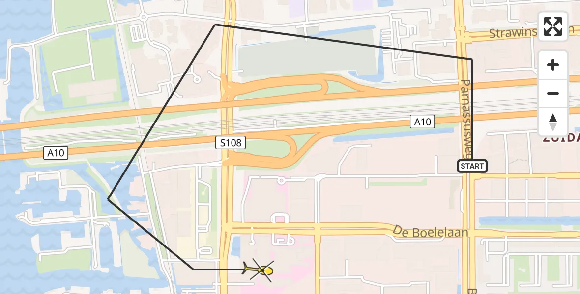 Routekaart van de vlucht: Lifeliner 1 naar VU Medisch Centrum Amsterdam