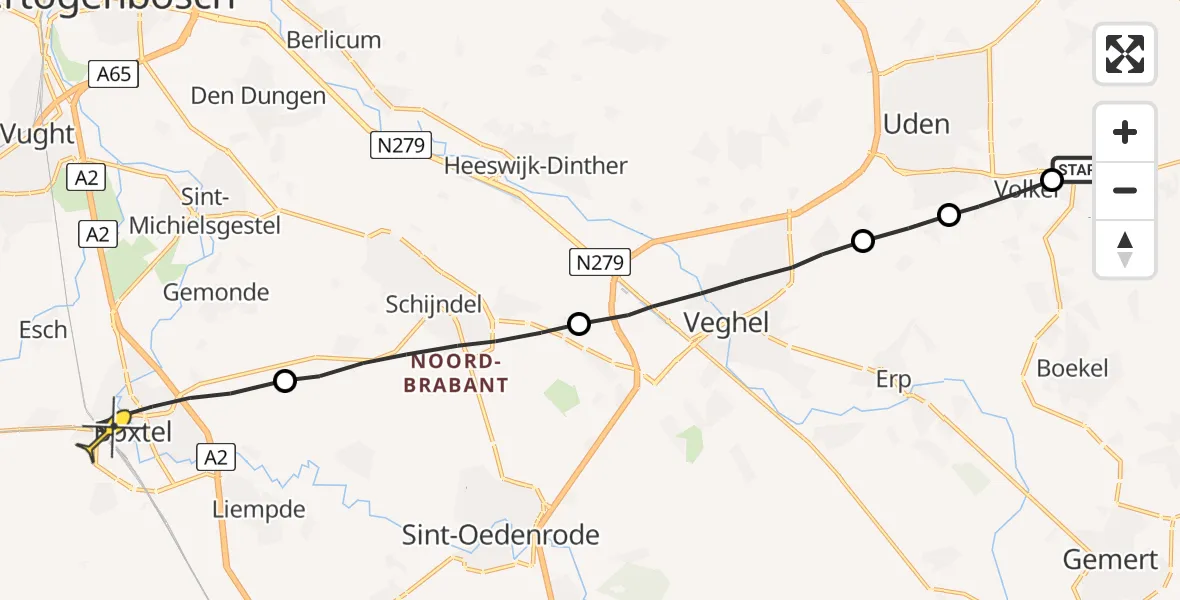 Routekaart van de vlucht: Lifeliner 3 naar Boxtel