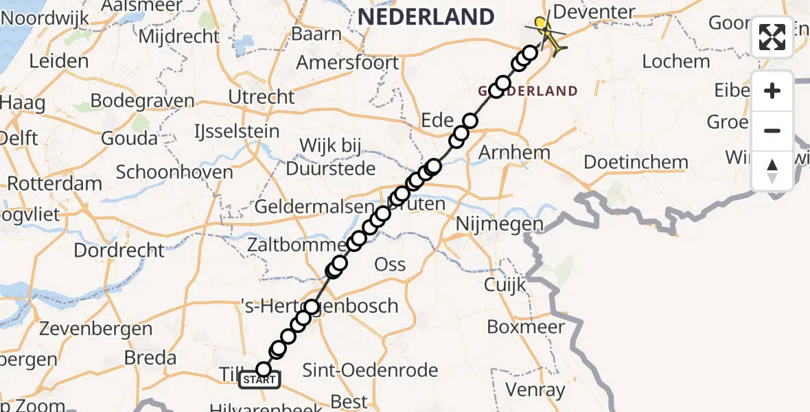 Routekaart van de vlucht: Lifeliner 3 naar Apeldoorn