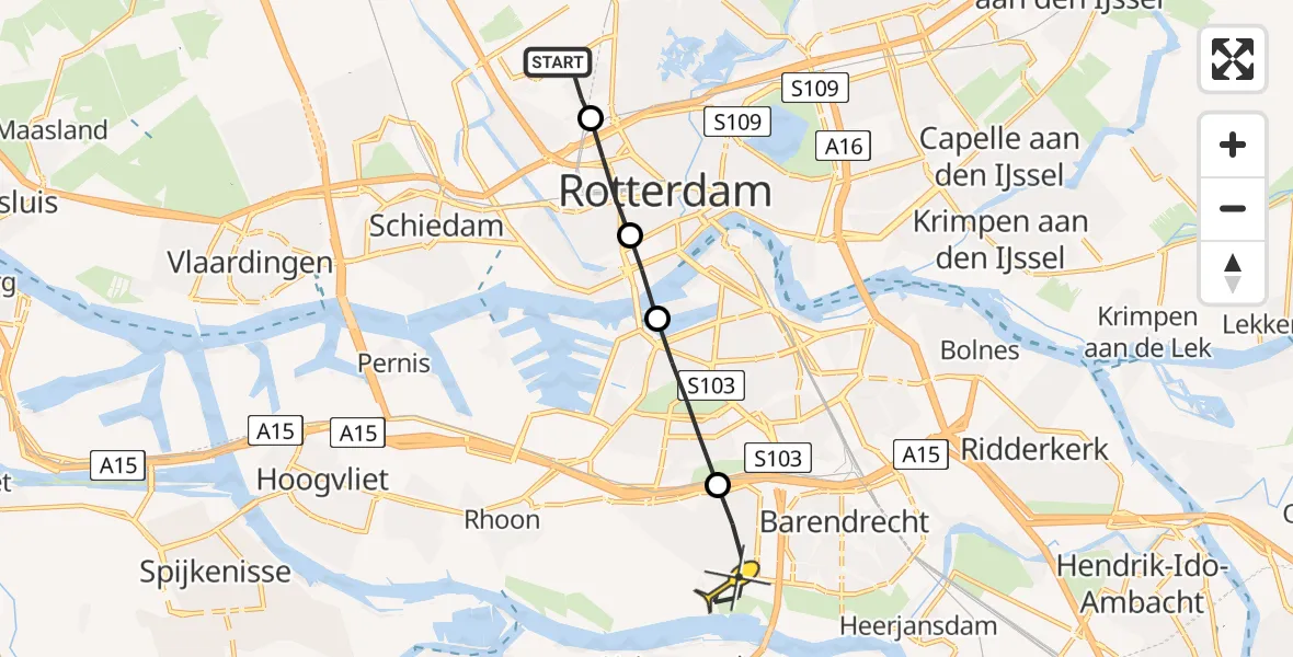 Routekaart van de vlucht: Lifeliner 2 naar Barendrecht