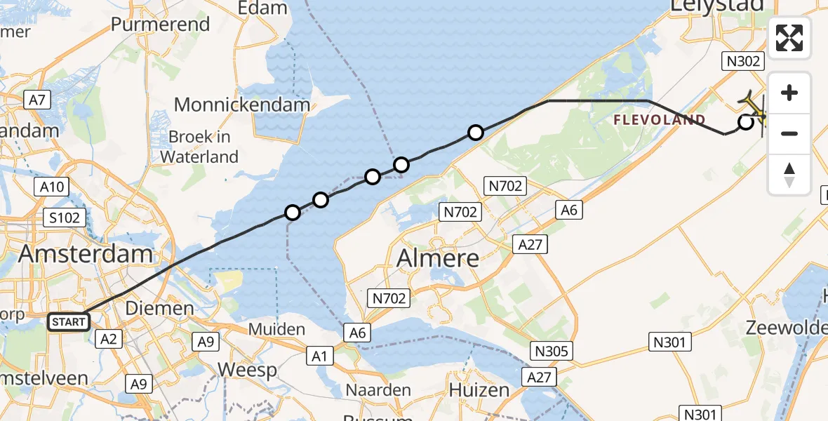 Routekaart van de vlucht: Lifeliner 1 naar Lelystad Airport