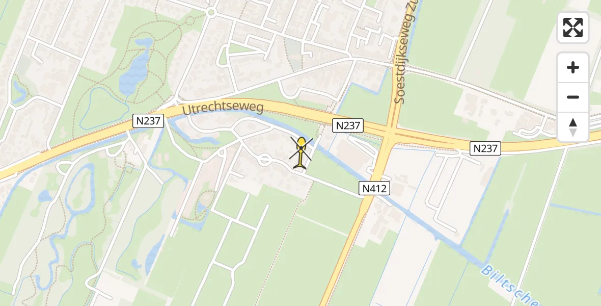Routekaart van de vlucht: Lifeliner 1 onderweg vanuit De Bilt