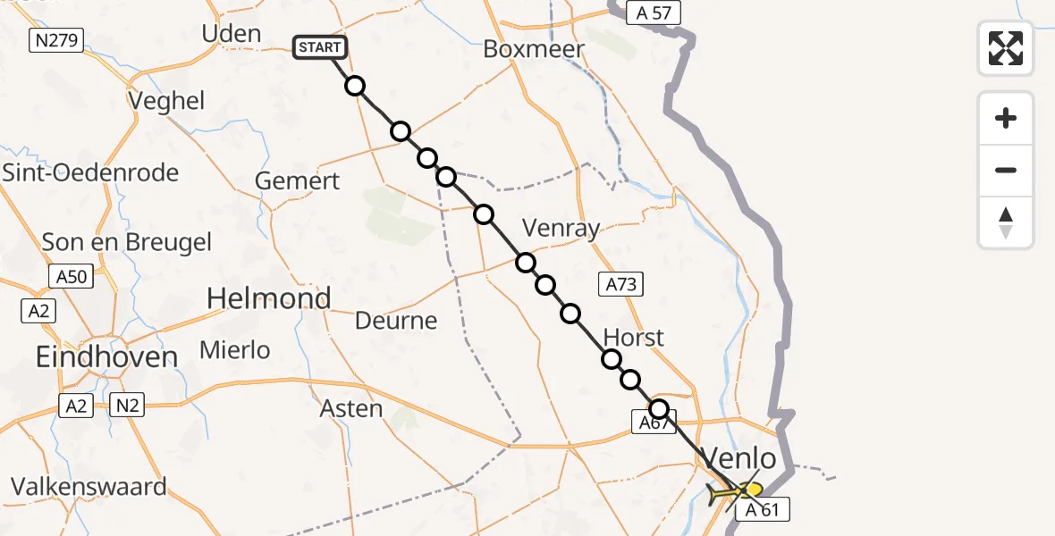 Routekaart van de vlucht: Lifeliner 3 naar Venlo